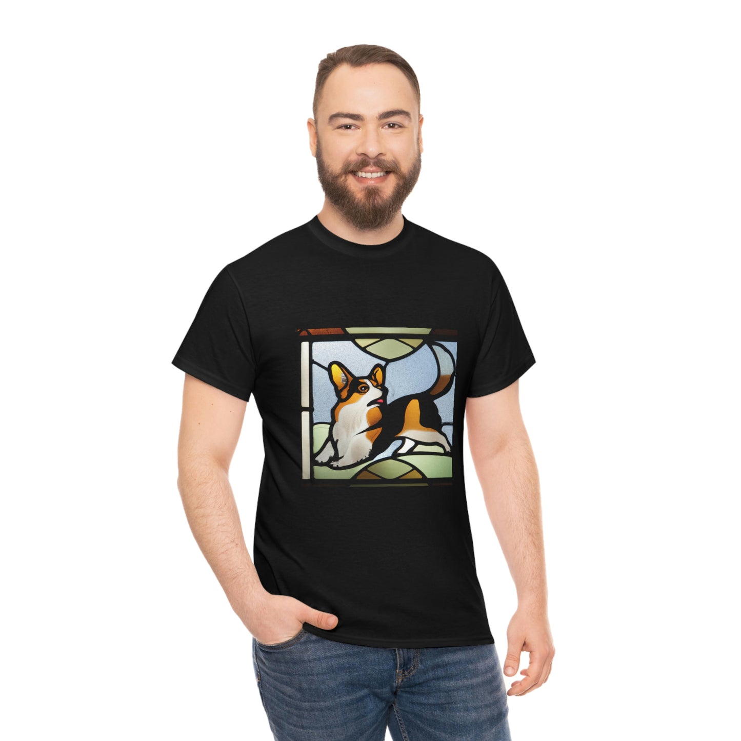 Corgi Stained Glass with Tail Tshirt