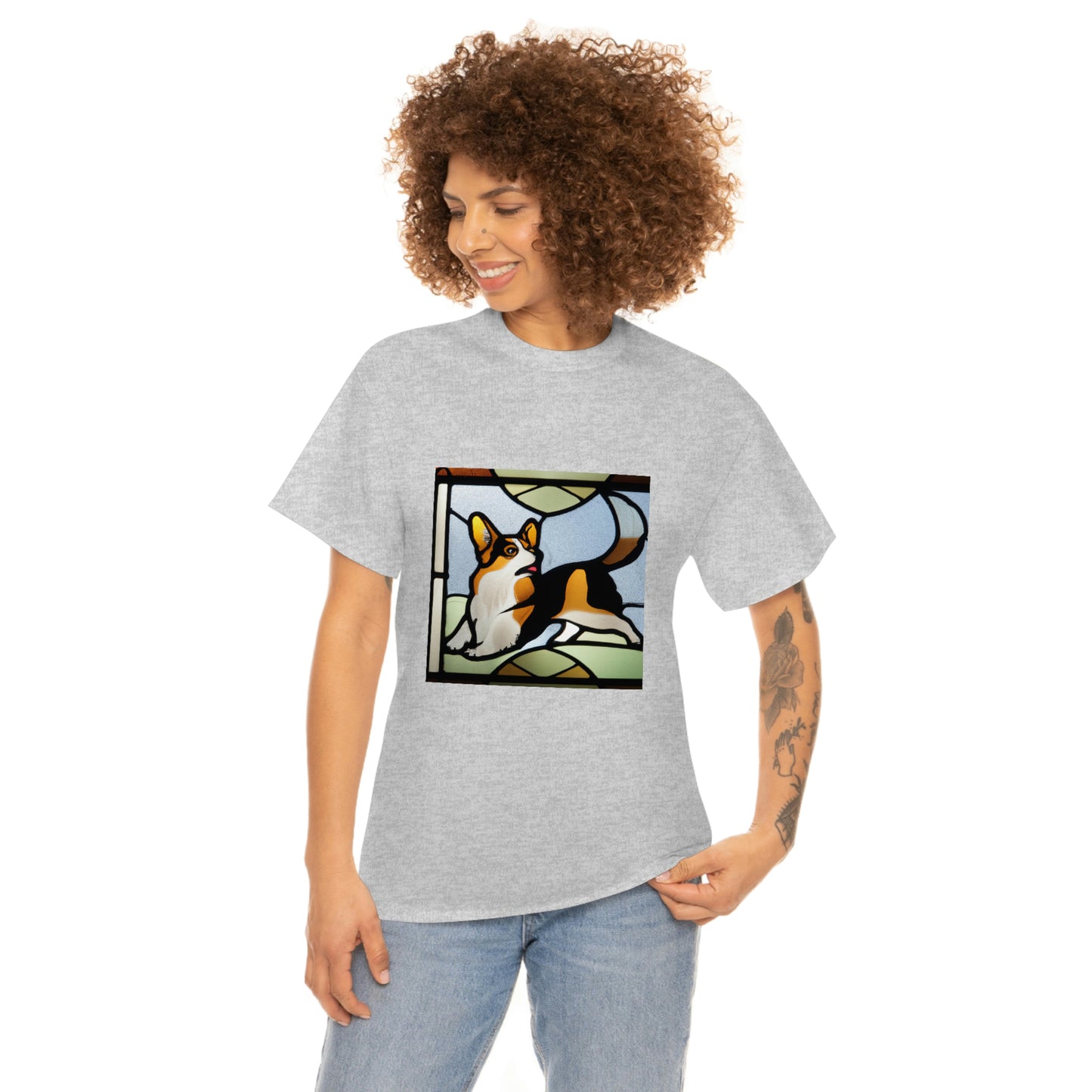 Corgi Stained Glass with Tail Tshirt