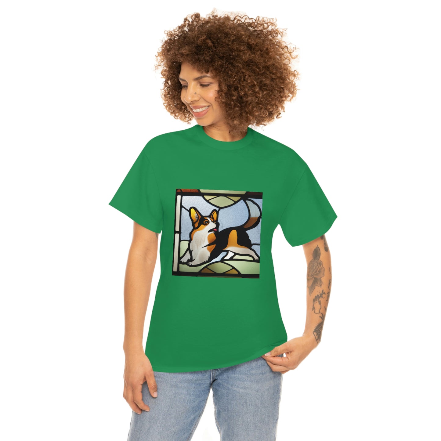 Corgi Stained Glass with Tail Tshirt