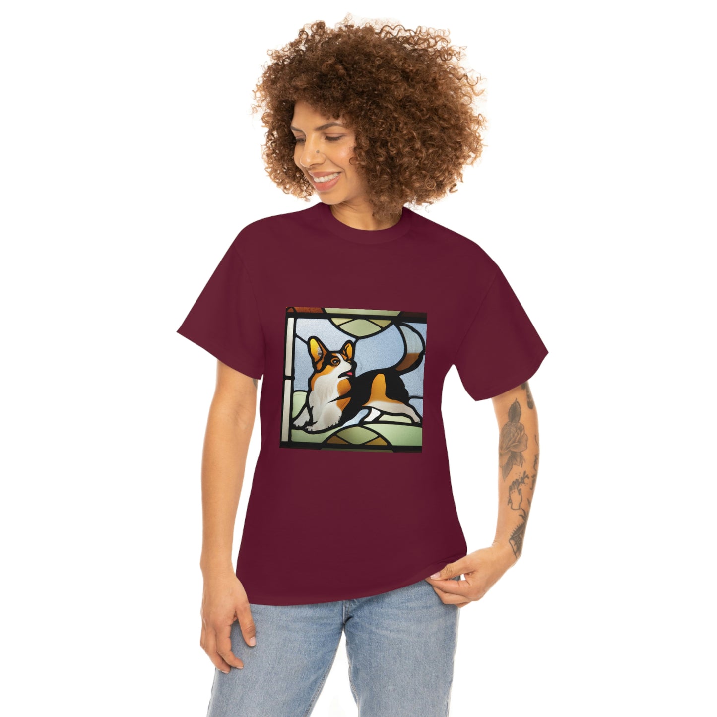 Corgi Stained Glass with Tail Tshirt