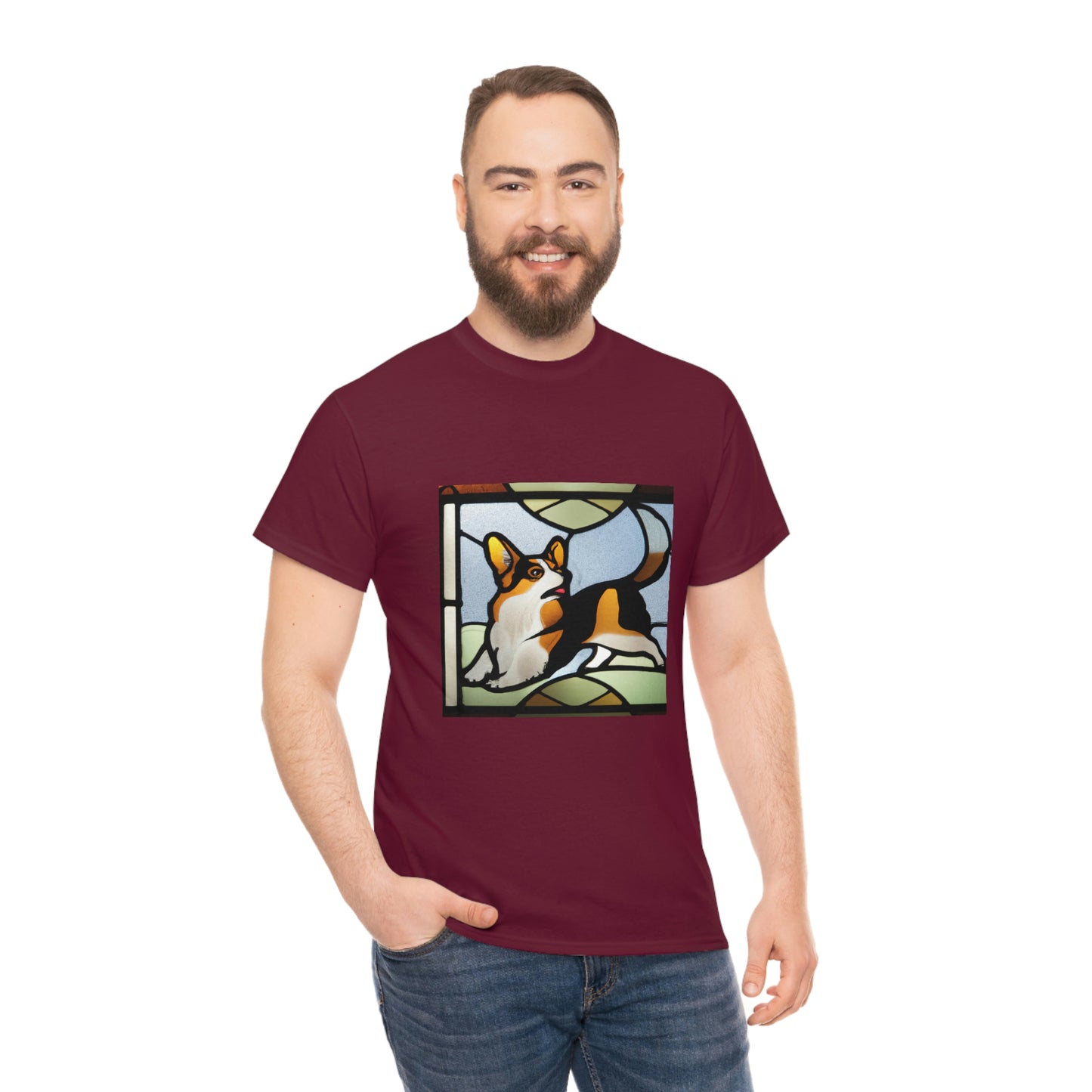 Corgi Stained Glass with Tail Tshirt