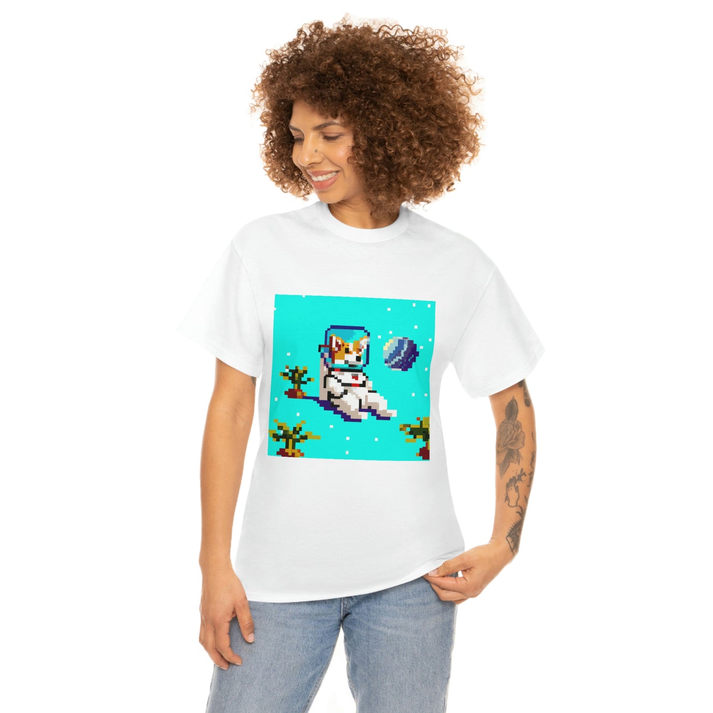 Corgi Spacedog Pixel Tshirt