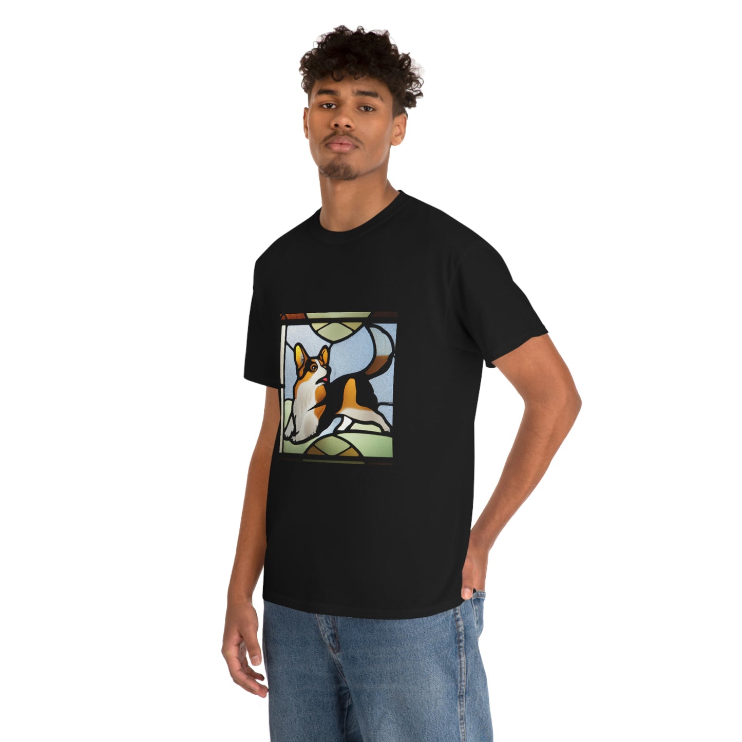 Corgi Stained Glass with Tail Tshirt