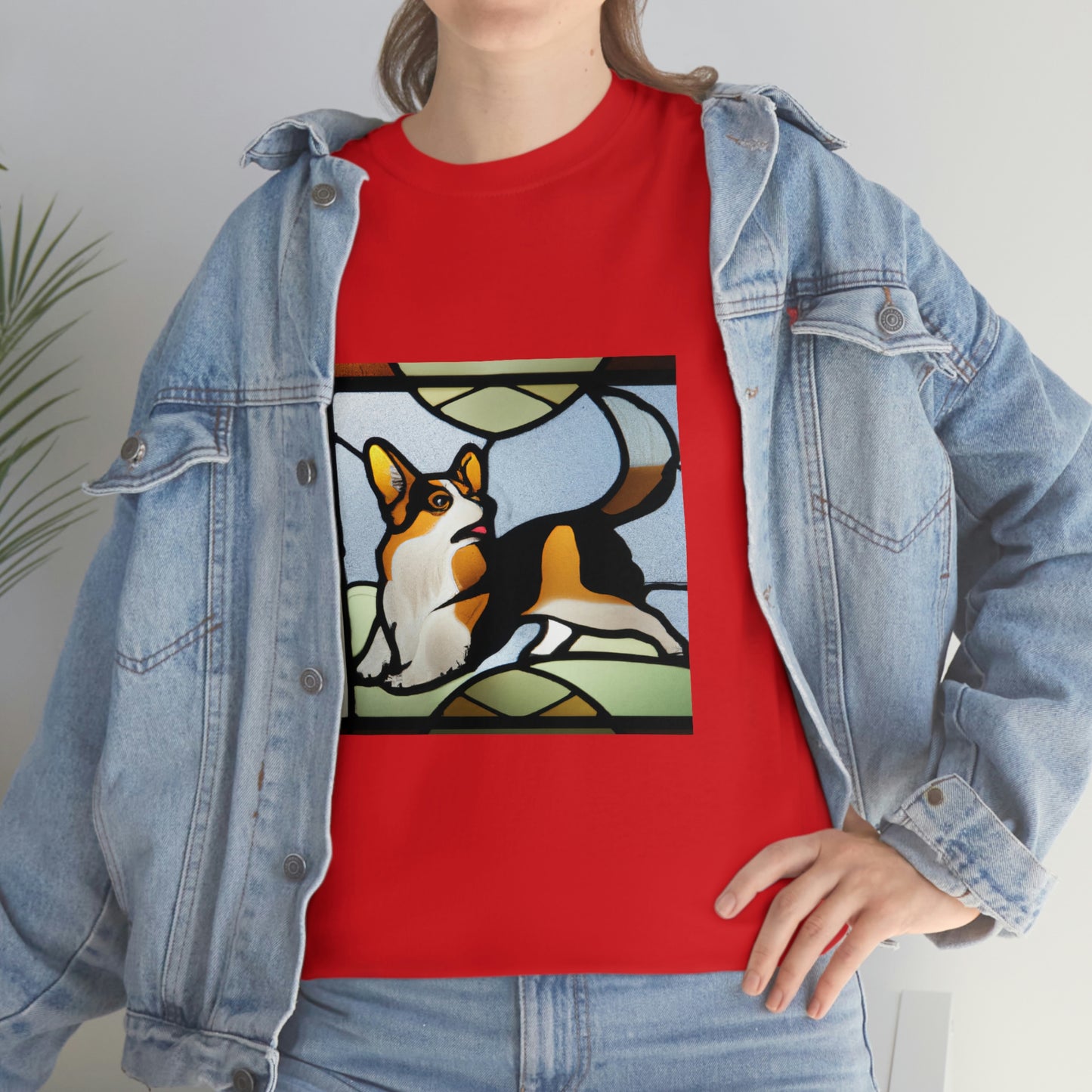 Corgi Stained Glass with Tail Tshirt