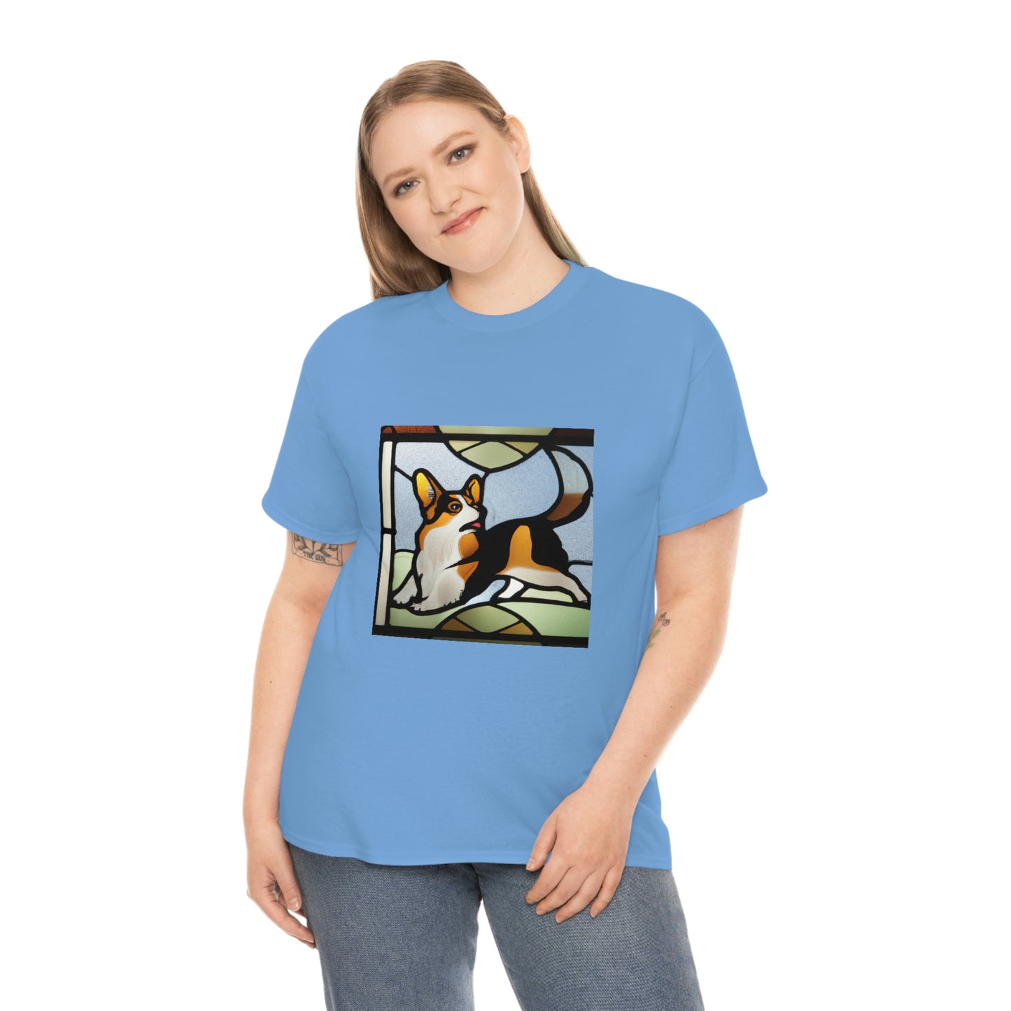 Corgi Stained Glass with Tail Tshirt