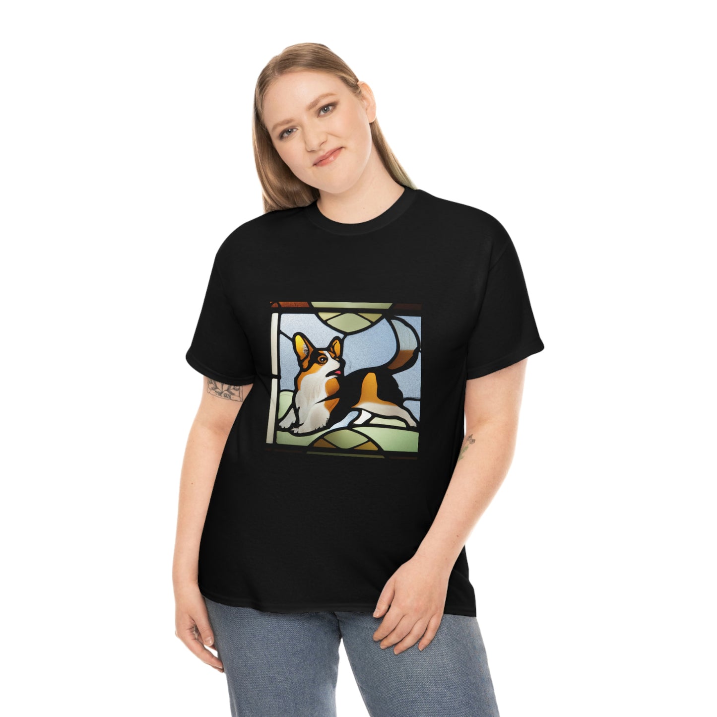 Corgi Stained Glass with Tail Tshirt