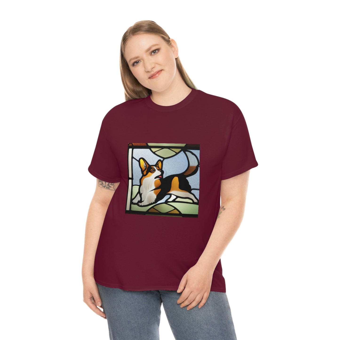 Corgi Stained Glass with Tail Tshirt