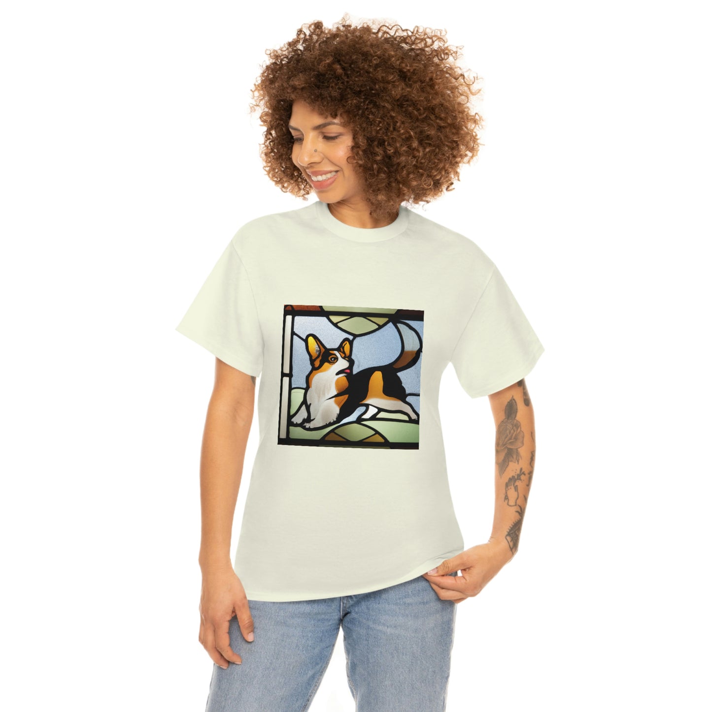 Corgi Stained Glass with Tail Tshirt