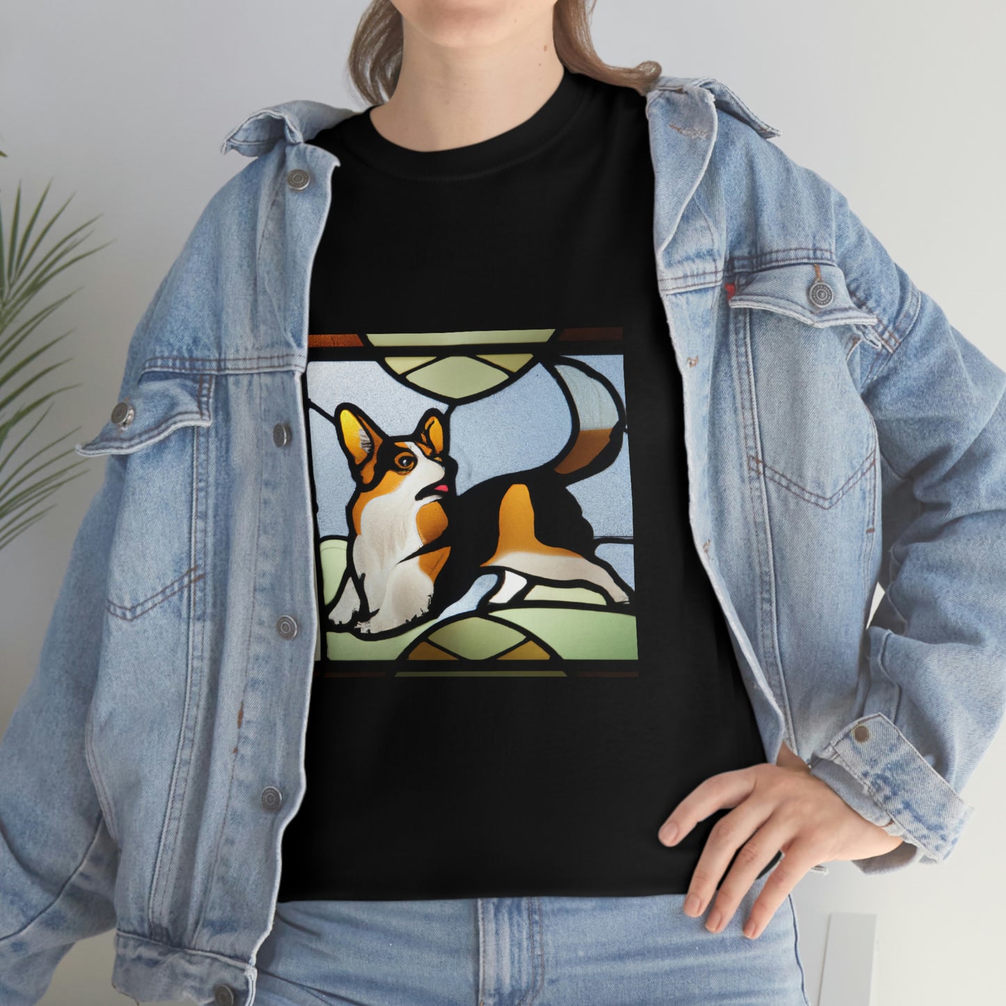 Corgi Stained Glass with Tail Tshirt