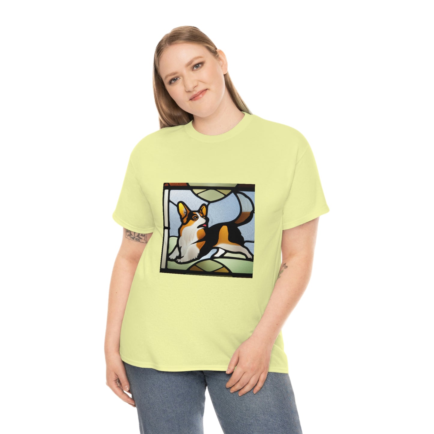 Corgi Stained Glass with Tail Tshirt