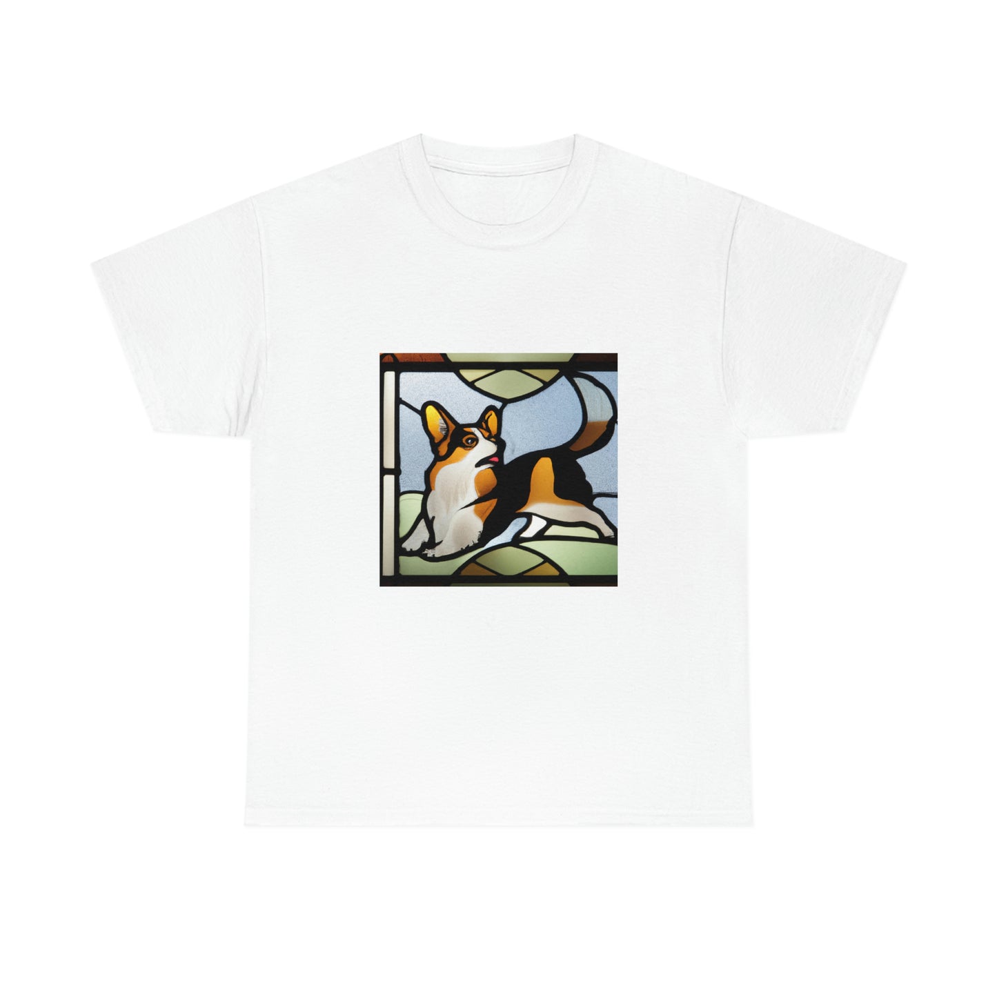 Corgi Stained Glass with Tail Tshirt