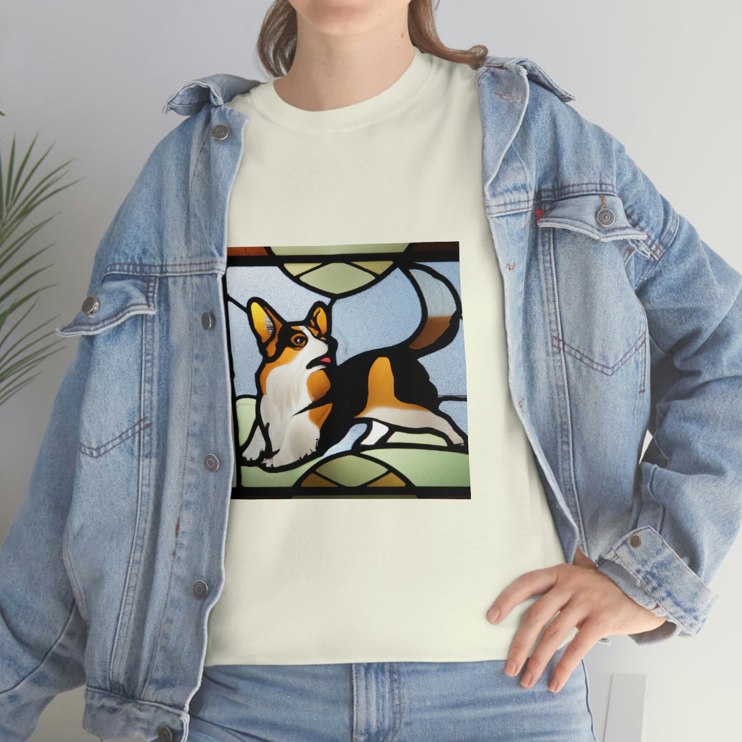 Corgi Stained Glass with Tail Tshirt