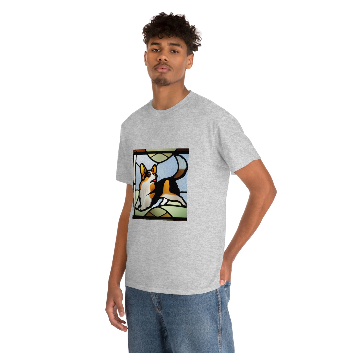 Corgi Stained Glass with Tail Tshirt