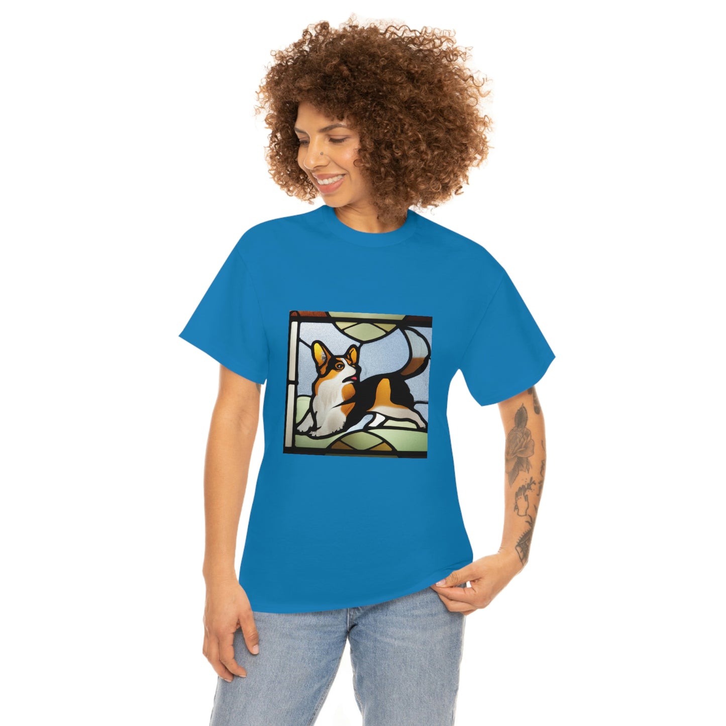 Corgi Stained Glass with Tail Tshirt