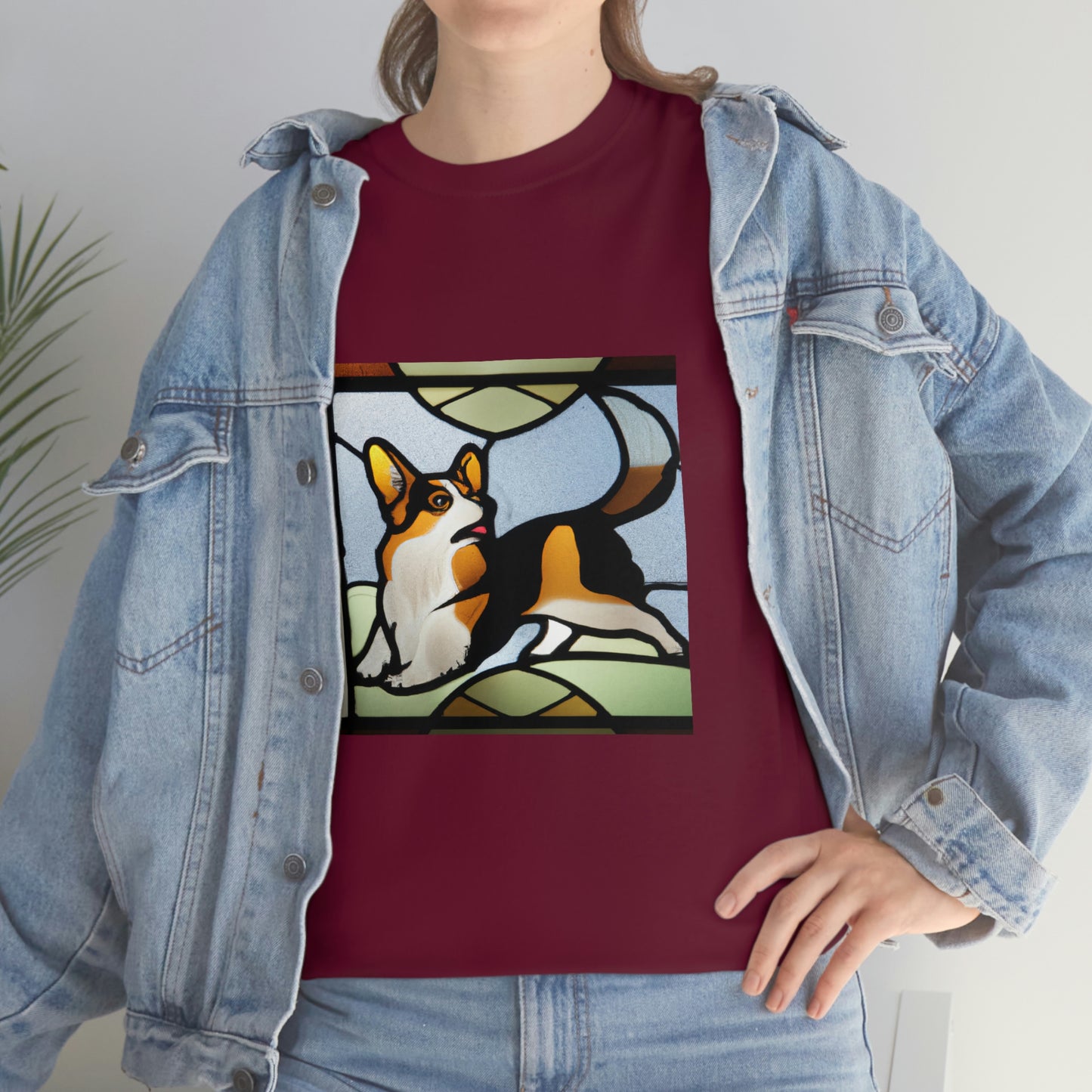 Corgi Stained Glass with Tail Tshirt