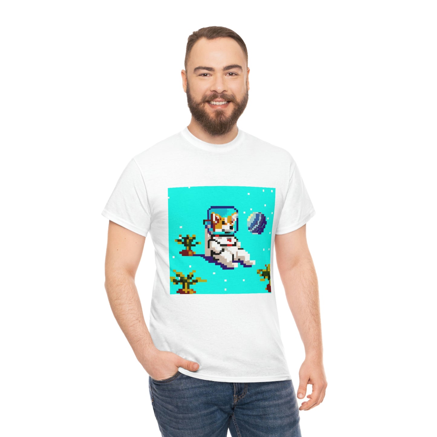 Corgi Spacedog Pixel Tshirt