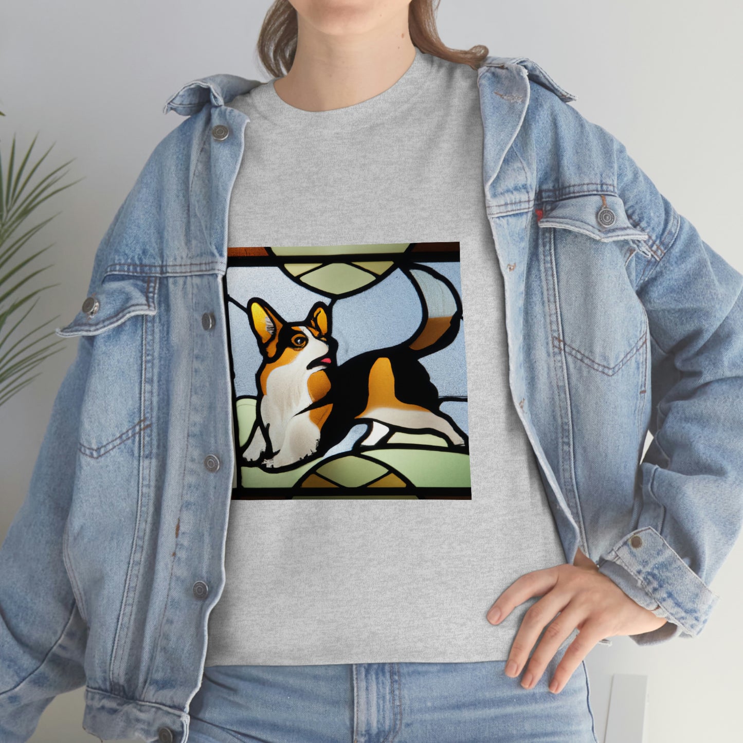 Corgi Stained Glass with Tail Tshirt