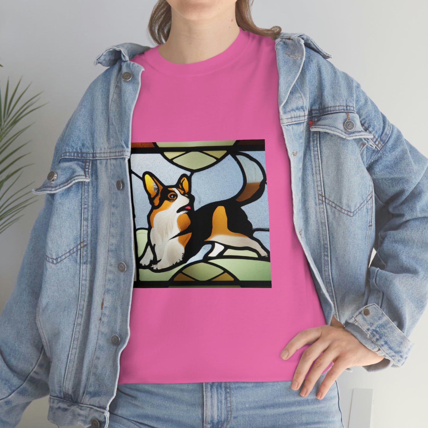 Corgi Stained Glass with Tail Tshirt