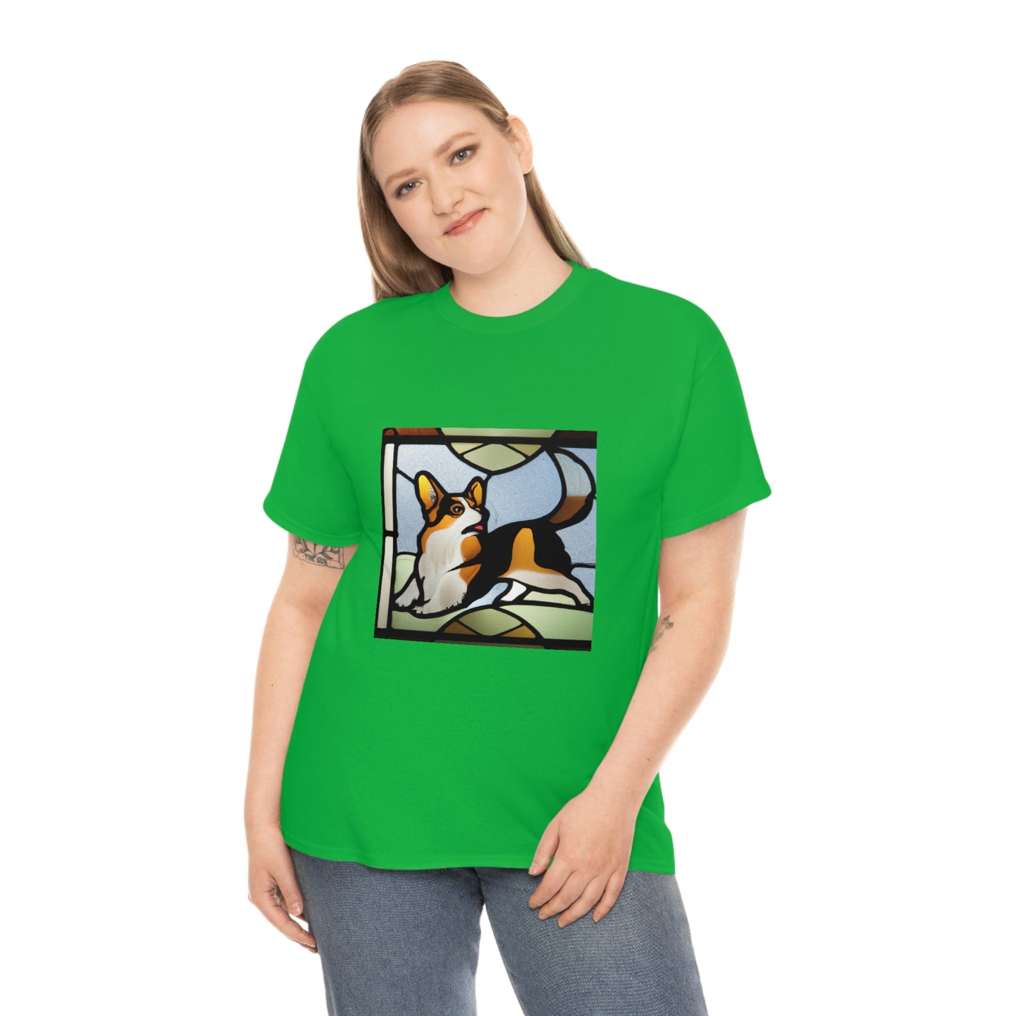 Corgi Stained Glass with Tail Tshirt