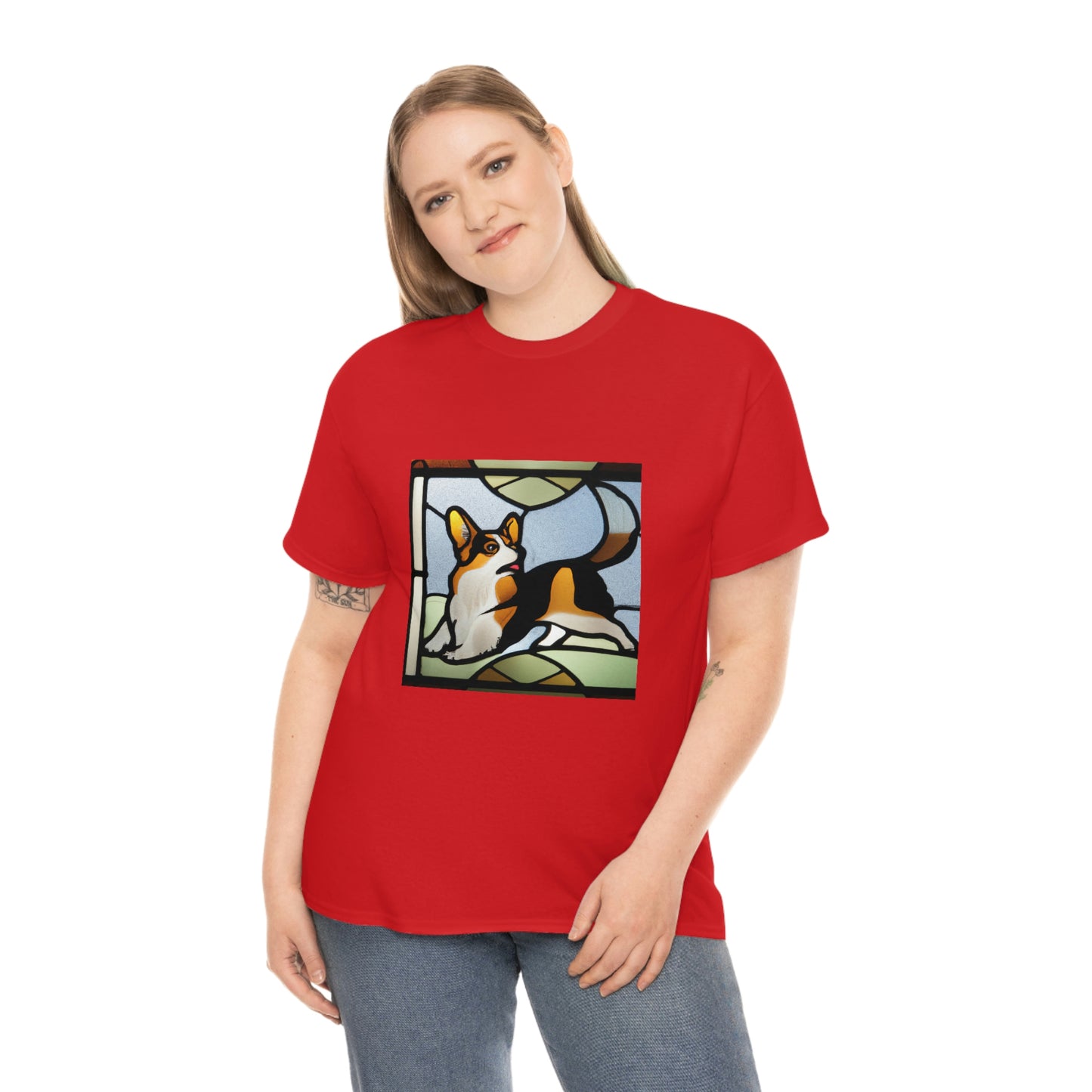 Corgi Stained Glass with Tail Tshirt