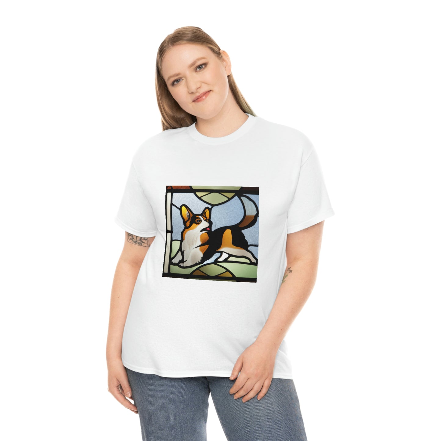 Corgi Stained Glass with Tail Tshirt