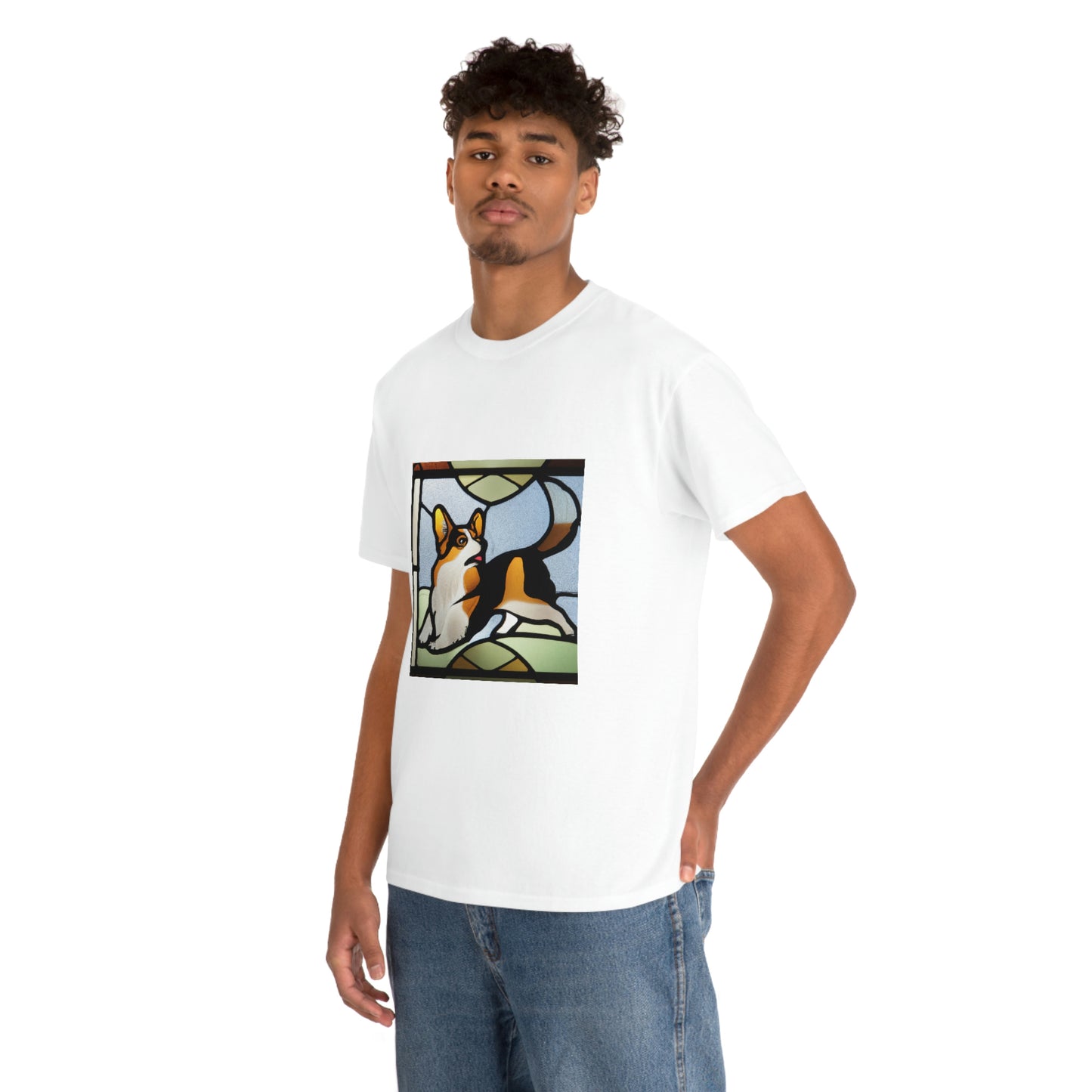 Corgi Stained Glass with Tail Tshirt