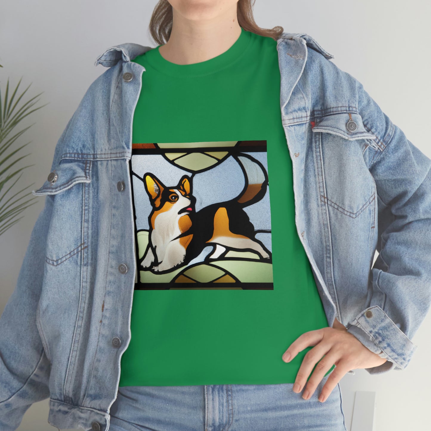 Corgi Stained Glass with Tail Tshirt