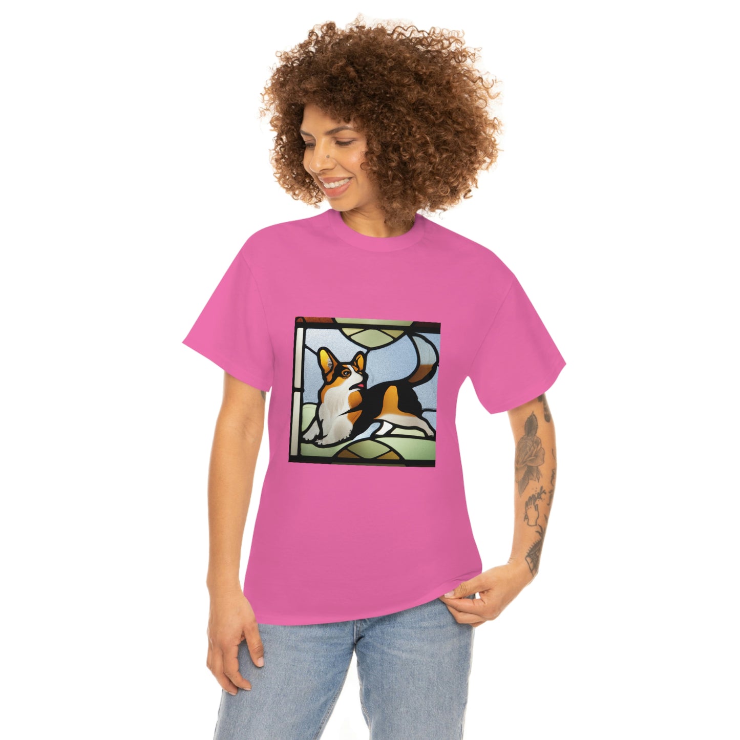 Corgi Stained Glass with Tail Tshirt