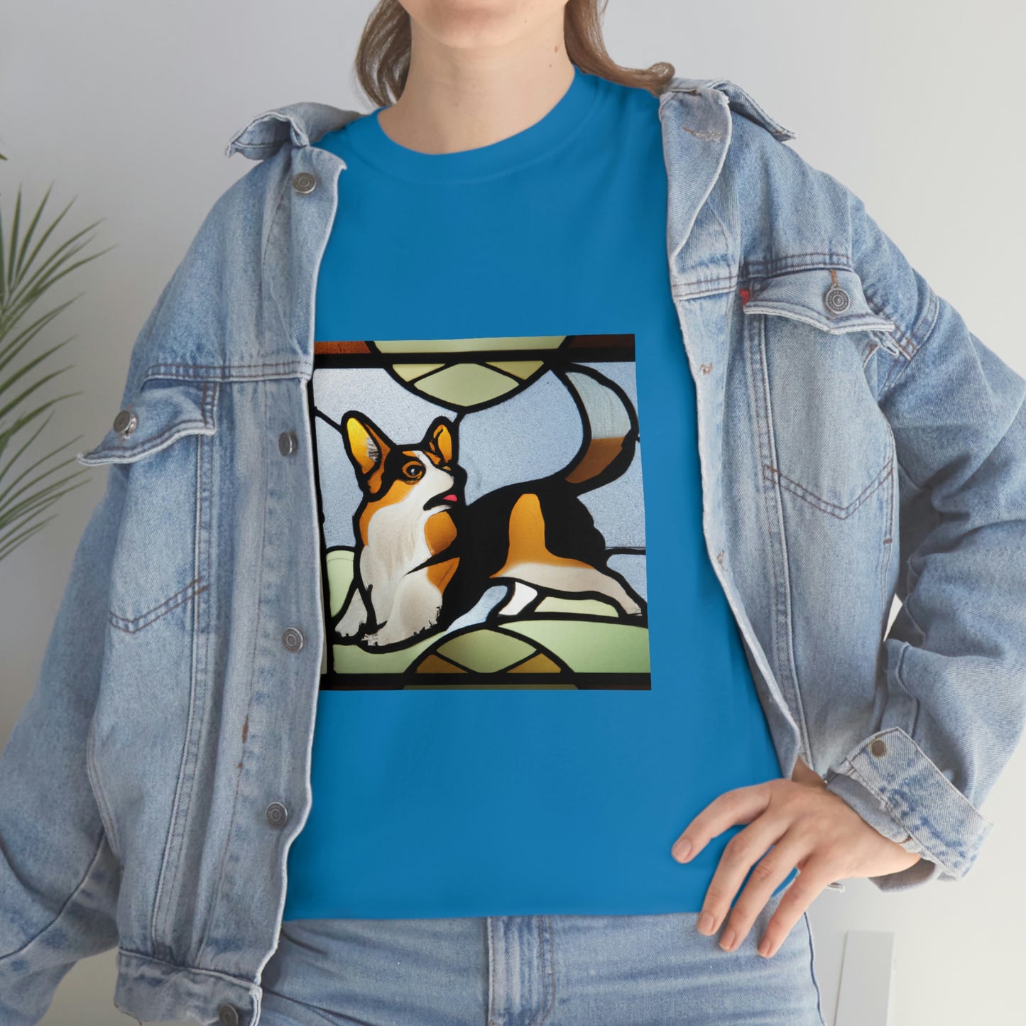 Corgi Stained Glass with Tail Tshirt