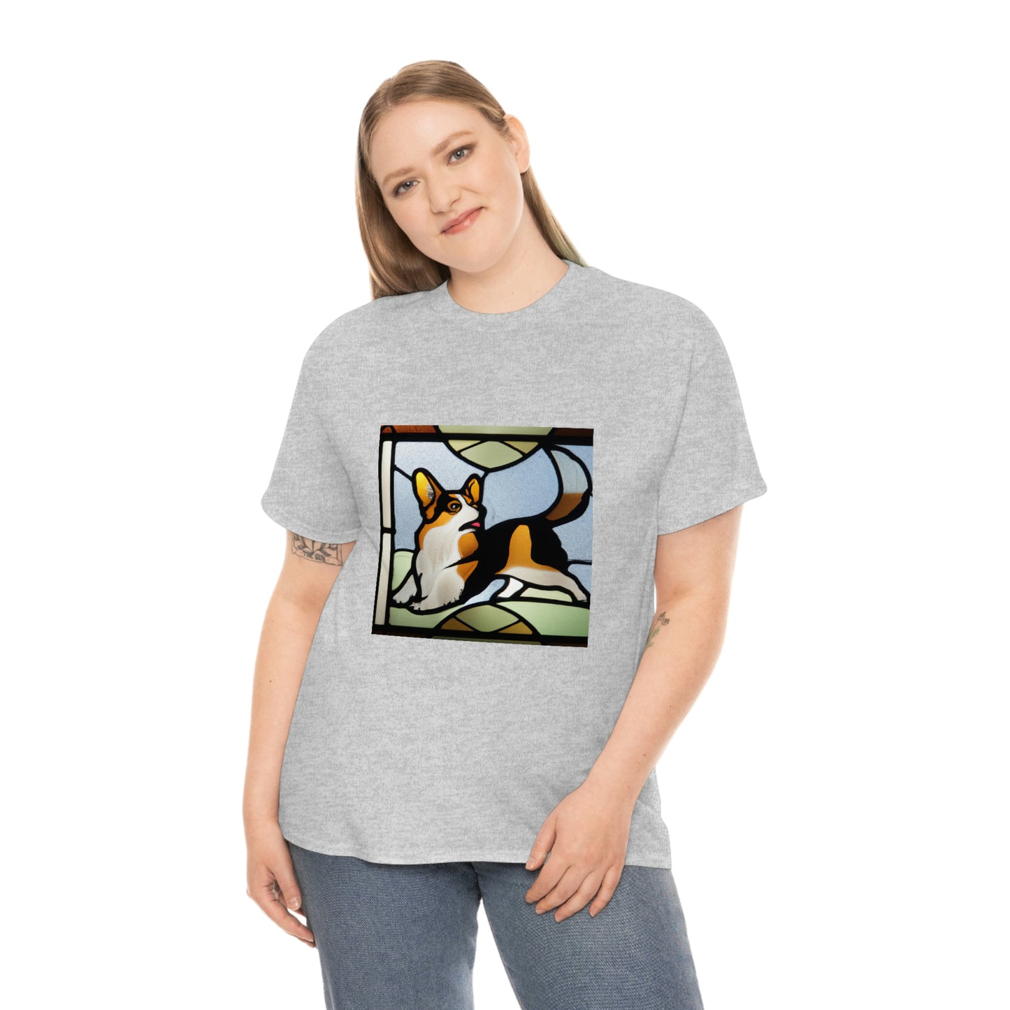 Corgi Stained Glass with Tail Tshirt