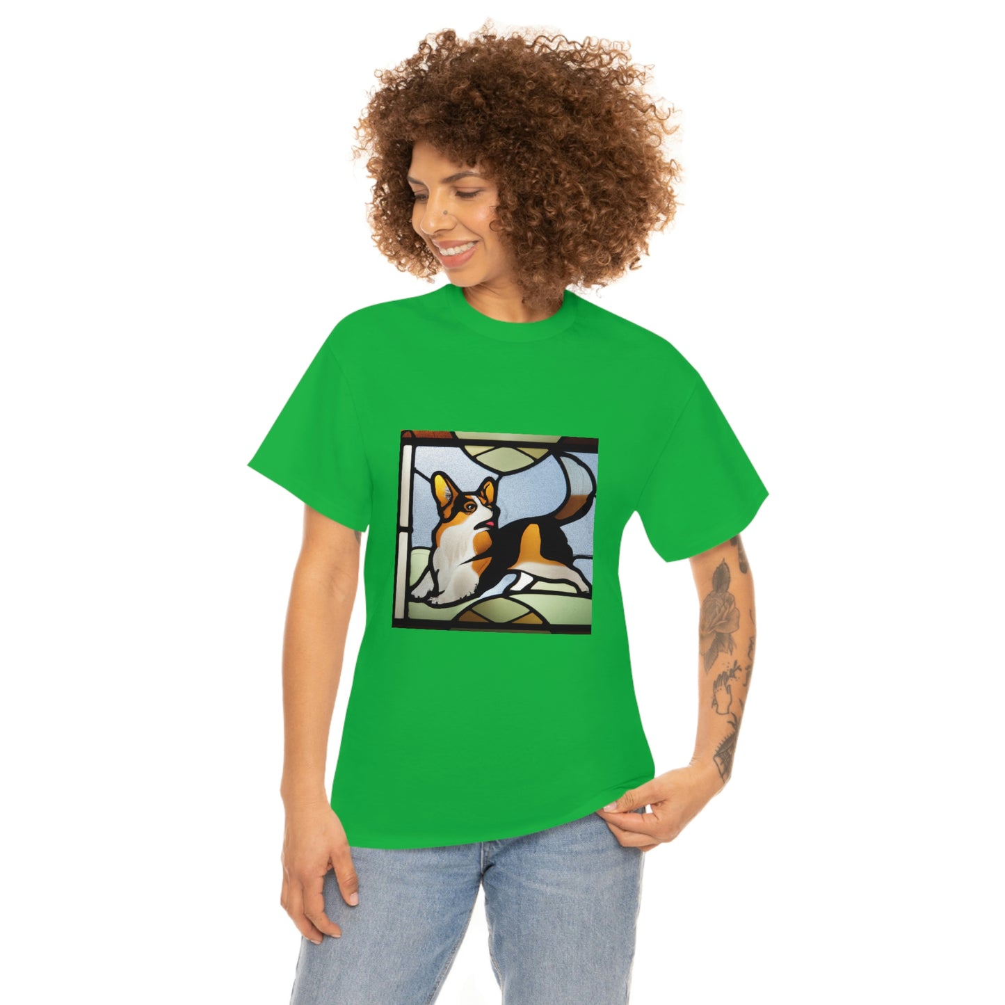 Corgi Stained Glass with Tail Tshirt