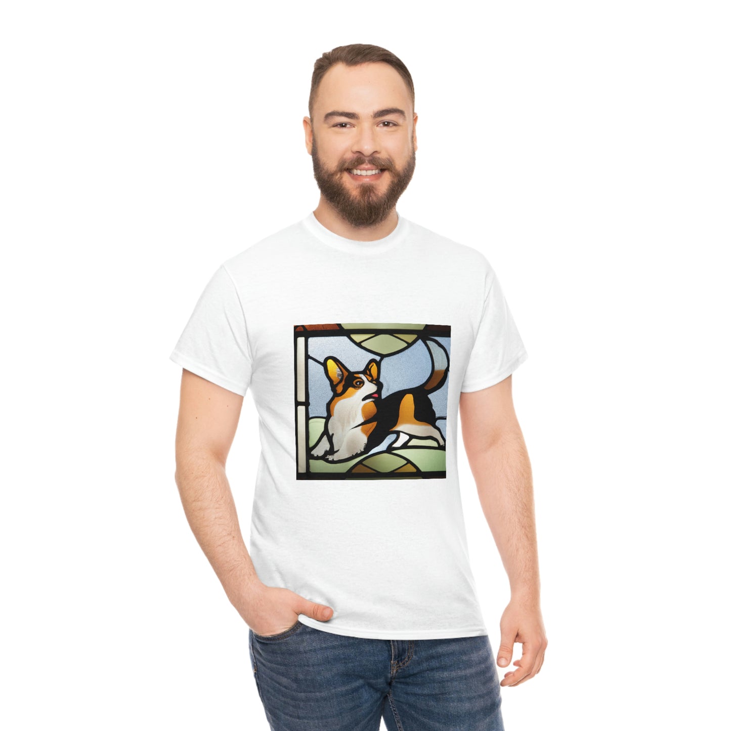 Corgi Stained Glass with Tail Tshirt